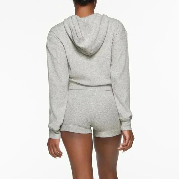 SKIMS Waffle Knit Zip Up Hoodie Talc XXS - Picture 4 of 12